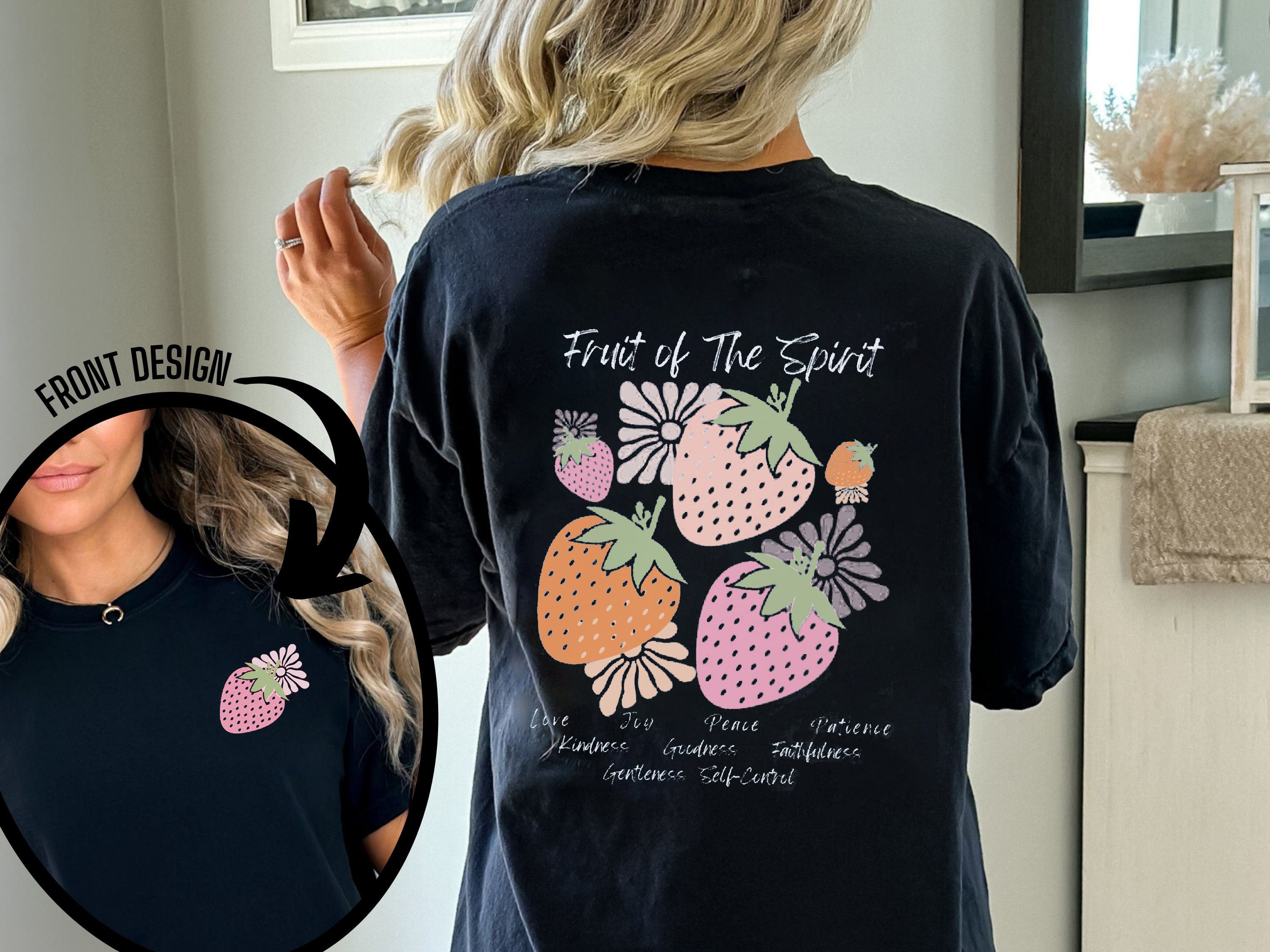 Christian Shirt, Boho Christian Tshirt, Custom Comfort Colors, Bible Verse T-Shirt, Faith Top, Religious Apparel for Women, Fruit of Spirit